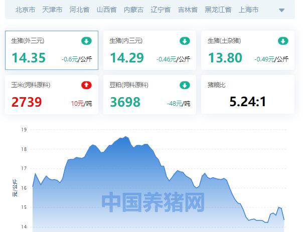 河南猪价格今日猪价(全国生猪价格涨跌表)