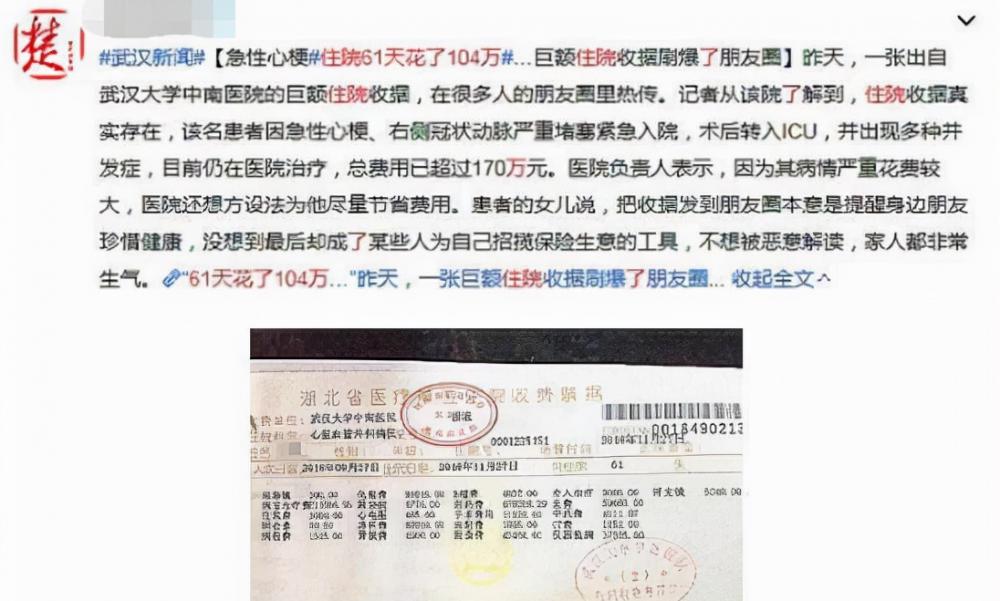 重症监护室一天多少钱（住院61天花了104万）
