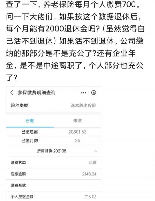 养老保险一个月交多少钱（企业养老保险每月个人缴700元）