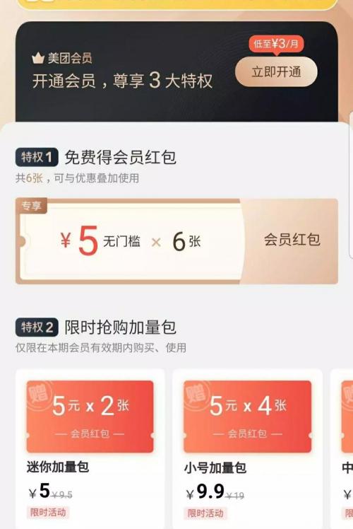 美团会员多少钱（10元）