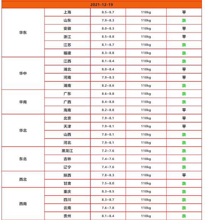 9價價格（19日豬價又跌了）