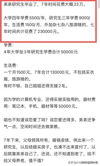 研究生一年需要多少钱（弟弟研究生毕业）